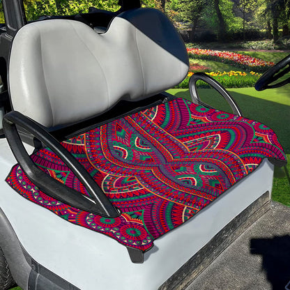 Red Tribal Ethnic Mandala Print Golf Cart Seat Cover