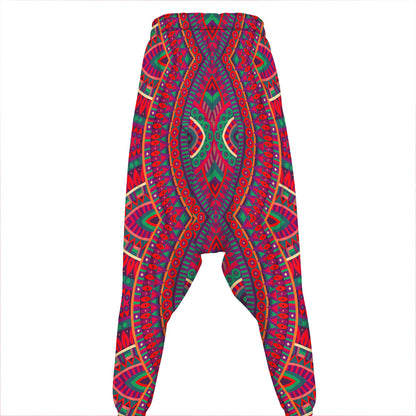 Red Tribal Ethnic Mandala Print Hammer Pants