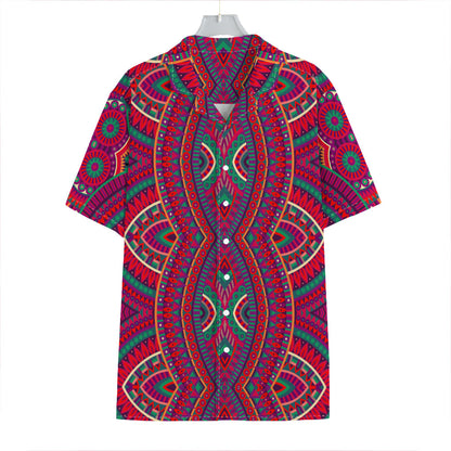 Red Tribal Ethnic Mandala Print Hawaiian Shirt