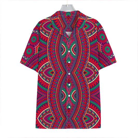 Red Tribal Ethnic Mandala Print Hawaiian Shirt