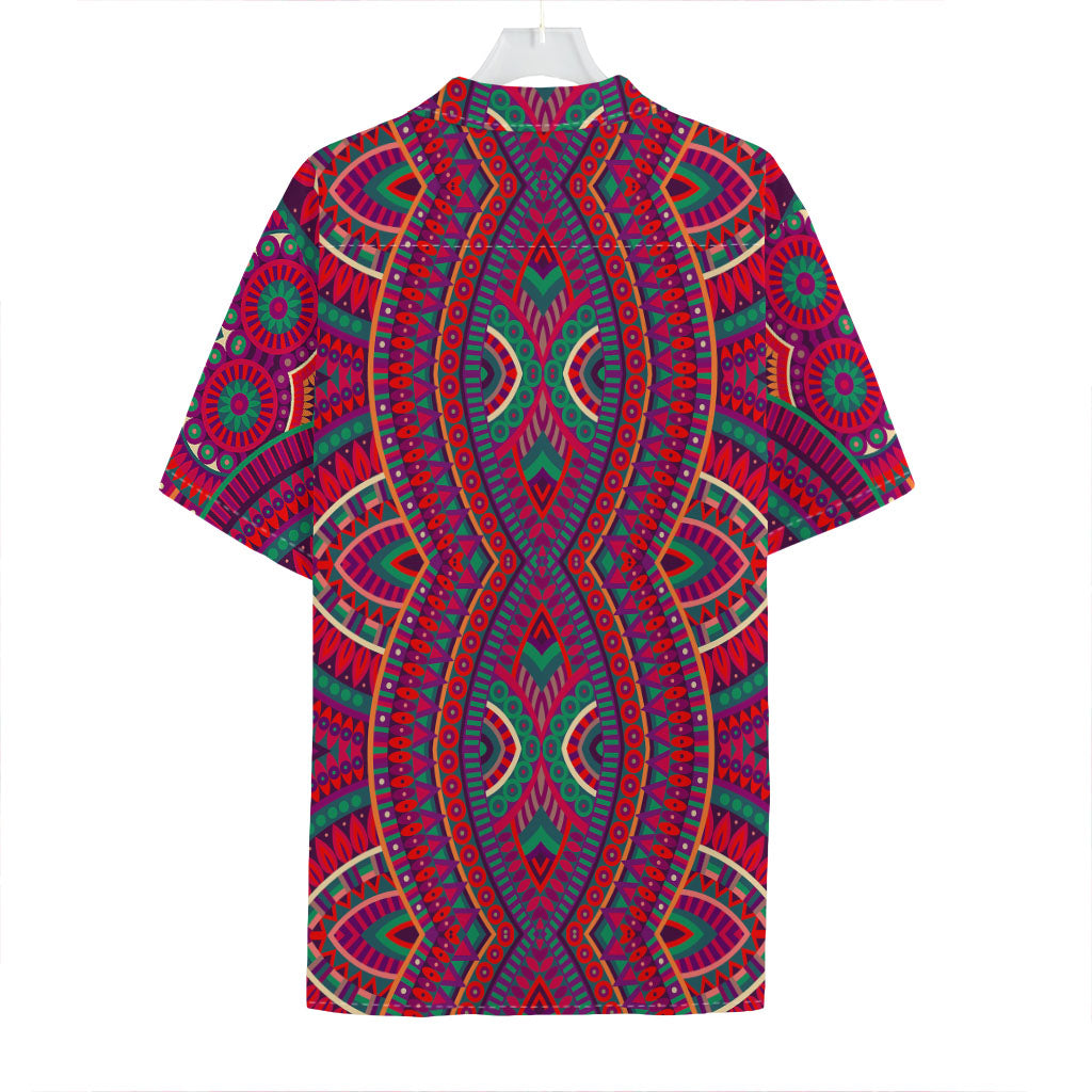 Red Tribal Ethnic Mandala Print Hawaiian Shirt