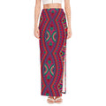 Red Tribal Ethnic Mandala Print High Slit Maxi Skirt