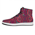 Red Tribal Ethnic Mandala Print High Top Leather Sneakers