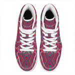 Red Tribal Ethnic Mandala Print High Top Leather Sneakers