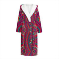 Red Tribal Ethnic Mandala Print Hooded Bathrobe