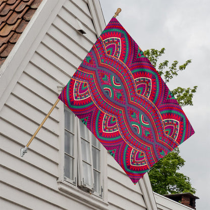 Red Tribal Ethnic Mandala Print House Flag