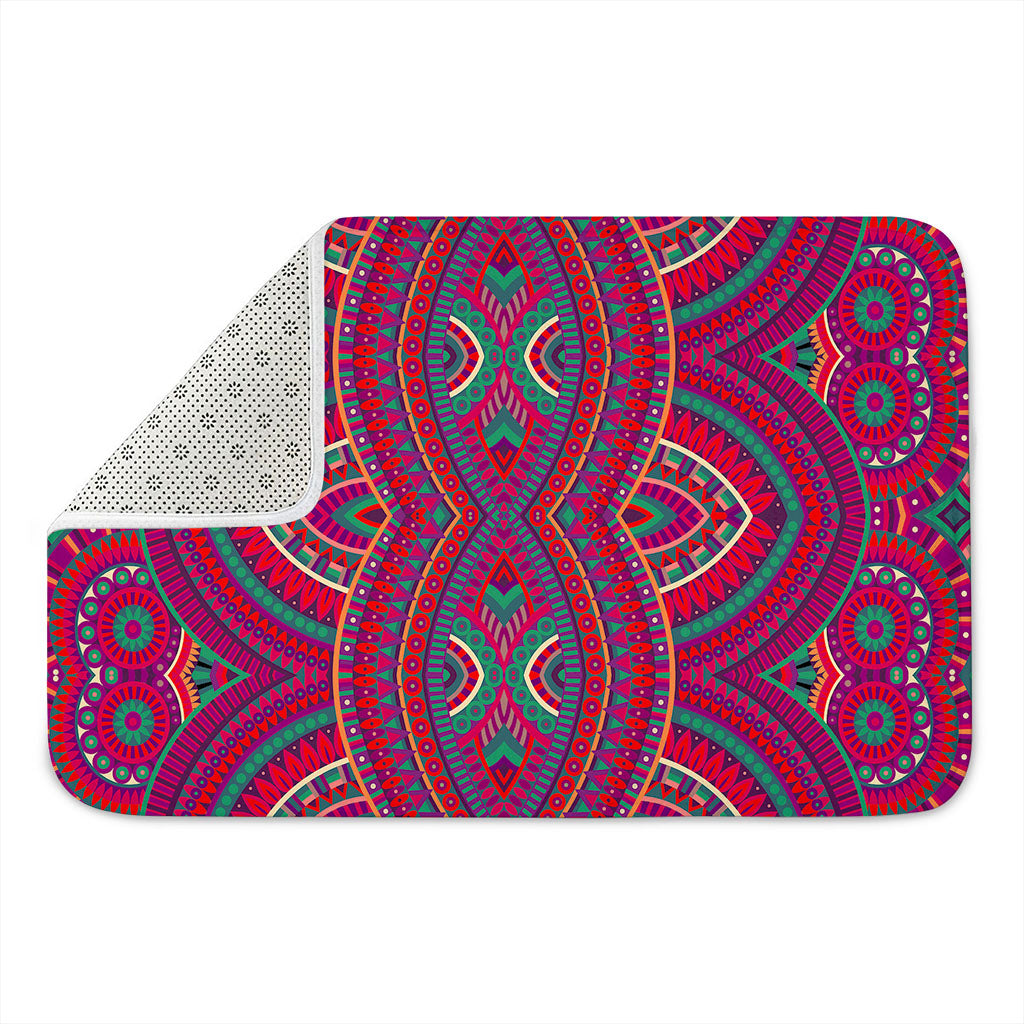 Red Tribal Ethnic Mandala Print Indoor Door Mat