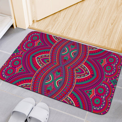 Red Tribal Ethnic Mandala Print Indoor Door Mat