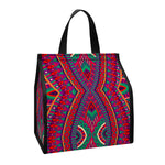 Red Tribal Ethnic Mandala Print Insulated Lunch Tote