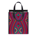 Red Tribal Ethnic Mandala Print Insulated Lunch Tote