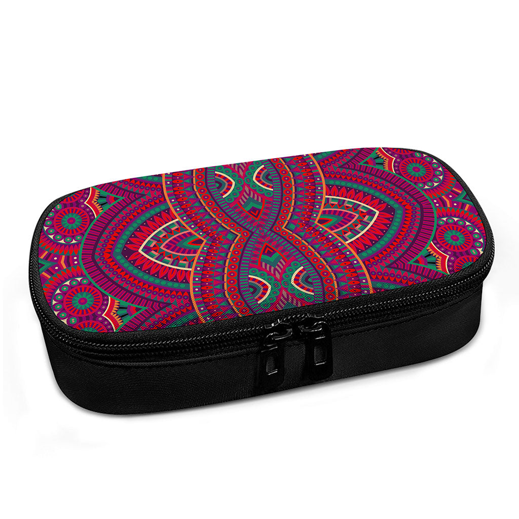 Red Tribal Ethnic Mandala Print Insulin Cooler Travel Case