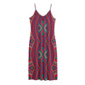 Red Tribal Ethnic Mandala Print Jersey Midi Cami Dress