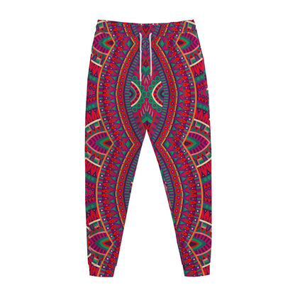 Red Tribal Ethnic Mandala Print Jogger Pants