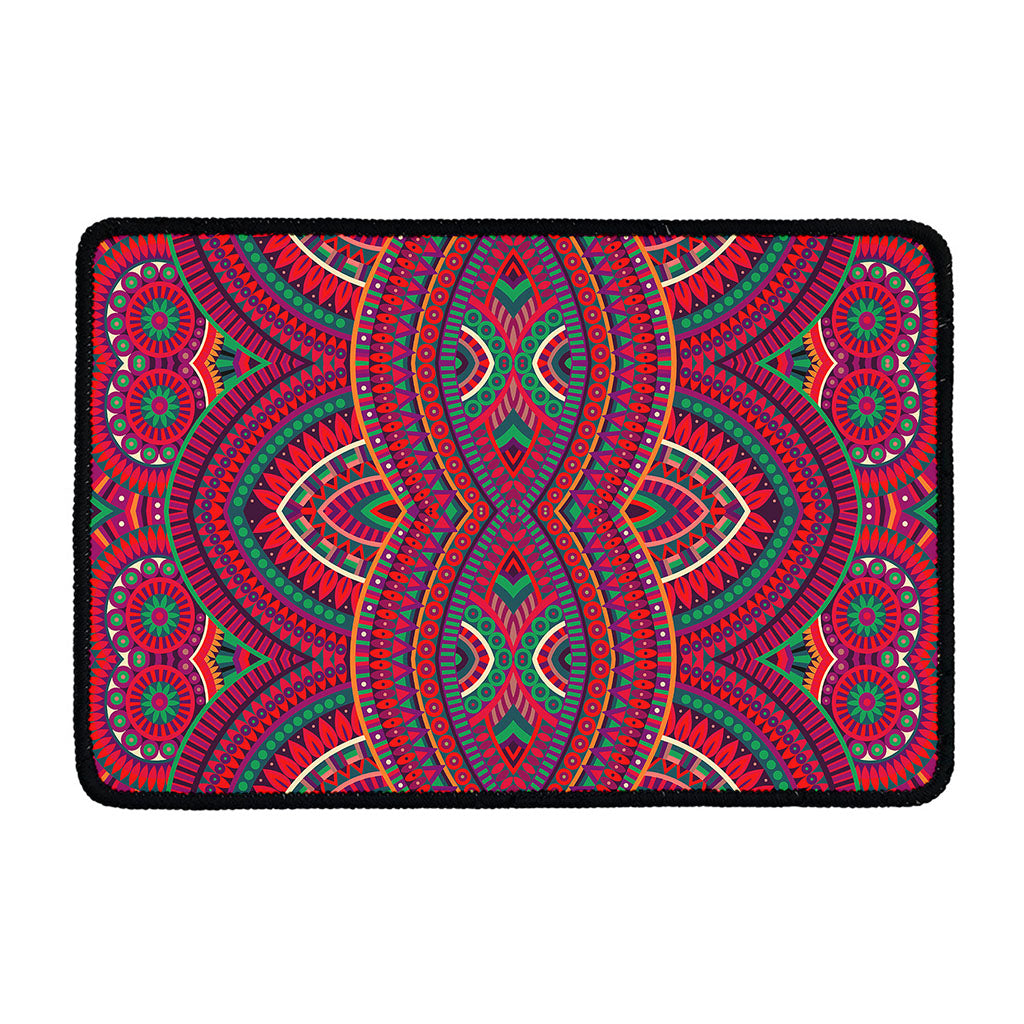 Red Tribal Ethnic Mandala Print Kitchen Mat