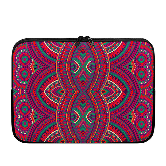 Red Tribal Ethnic Mandala Print Laptop Sleeve