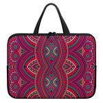 Red Tribal Ethnic Mandala Print Laptop Sleeve With Handle