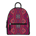 Red Tribal Ethnic Mandala Print Leather Backpack