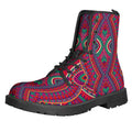 Red Tribal Ethnic Mandala Print Lace-Up Boots