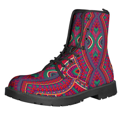 Red Tribal Ethnic Mandala Print Backpack