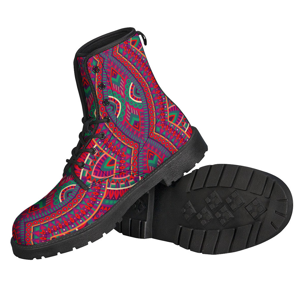 Red Tribal Ethnic Mandala Print Backpack