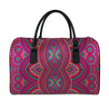 Red Tribal Ethnic Mandala Print Leather Duffel Bag