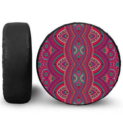 Red Tribal Ethnic Mandala Print Leather Spare Tire Cover