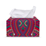 Red Tribal Ethnic Mandala Print Leather Tissue Box Cover