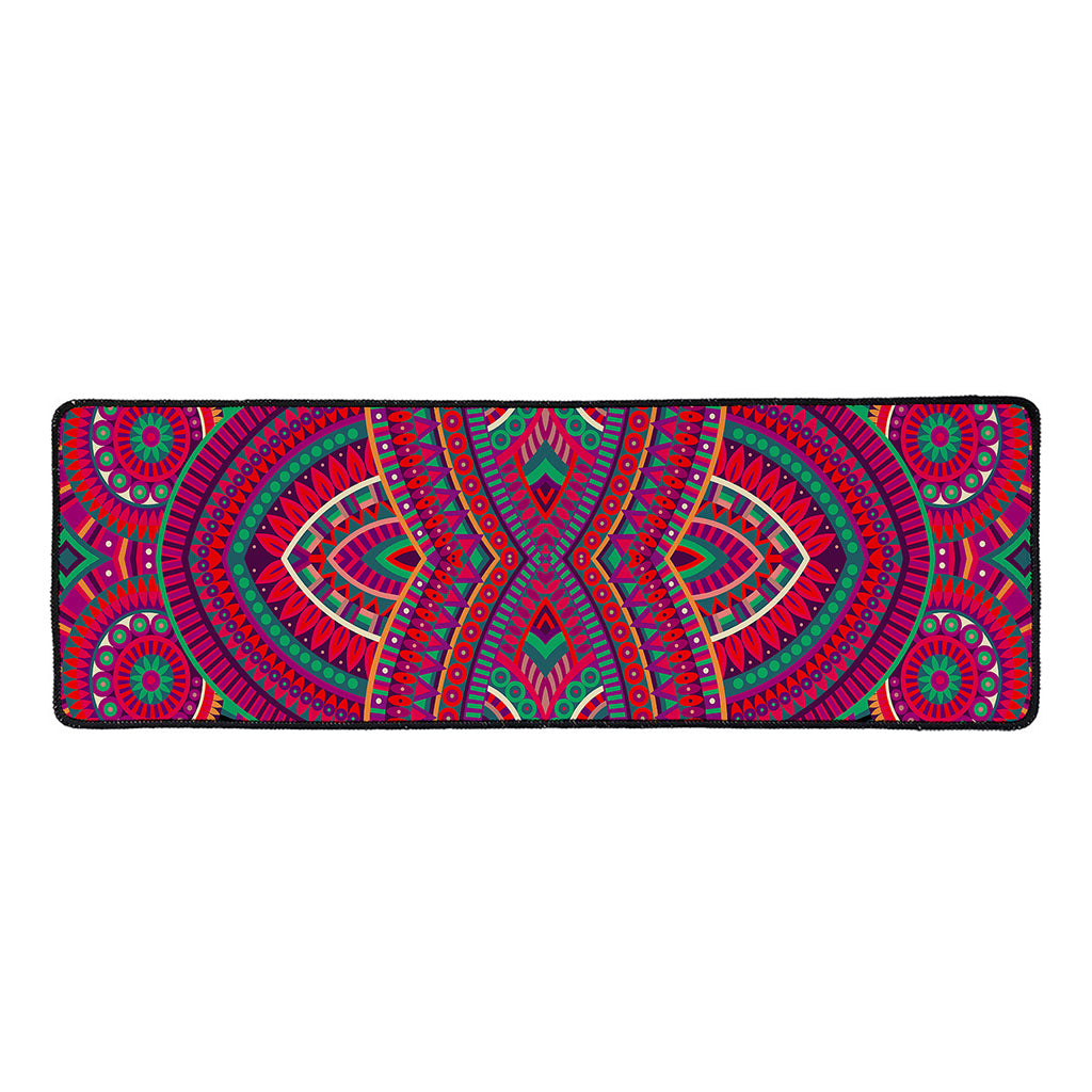 Red Tribal Ethnic Mandala Print Long Kitchen Mat