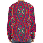 Red Tribal Ethnic Mandala Print Long Sleeve Baseball Jersey
