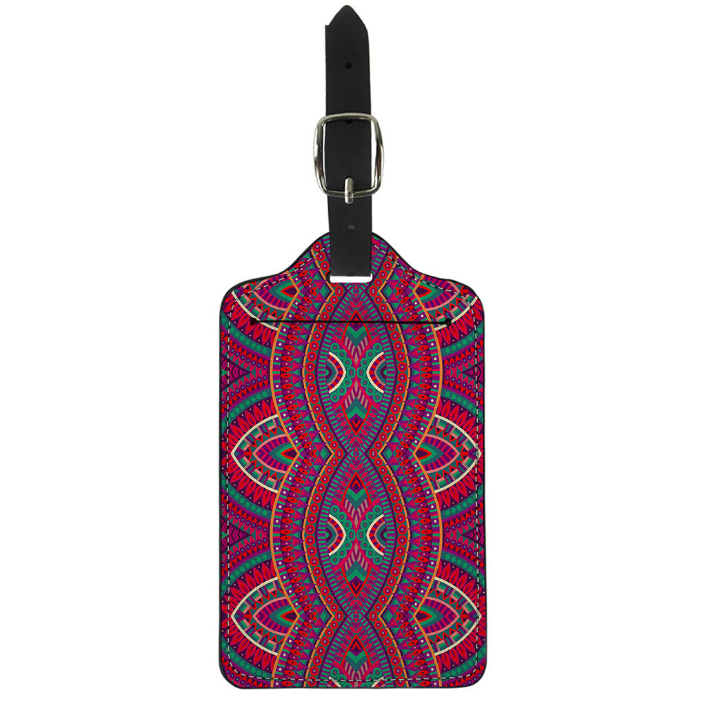 Red Tribal Ethnic Mandala Print Luggage Tag