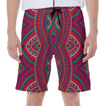 Red Tribal Ethnic Mandala Print Men's Beach Shorts