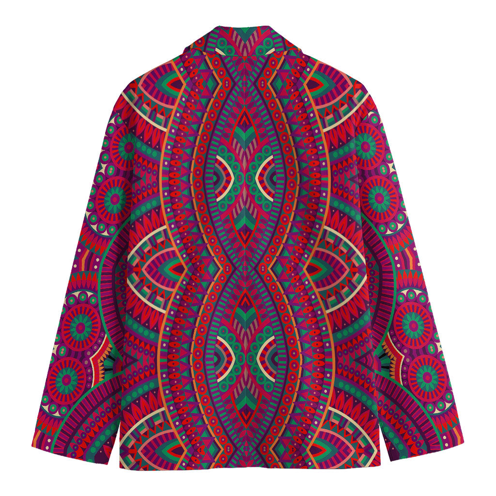Red Tribal Ethnic Mandala Print Men's Blazer