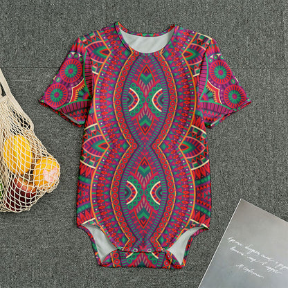 Red Tribal Ethnic Mandala Print Men's Bodysuit