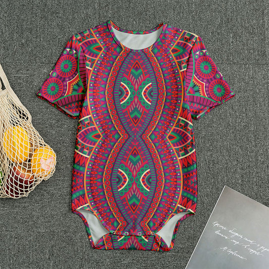 Red Tribal Ethnic Mandala Print Men's Bodysuit