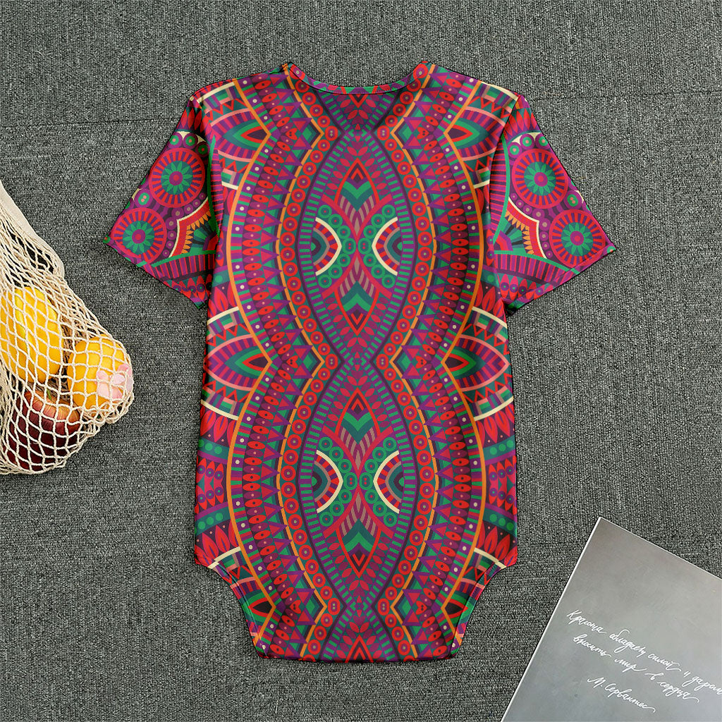 Red Tribal Ethnic Mandala Print Men's Bodysuit