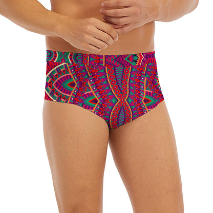 Red Tribal Ethnic Mandala Print Men's Briefs