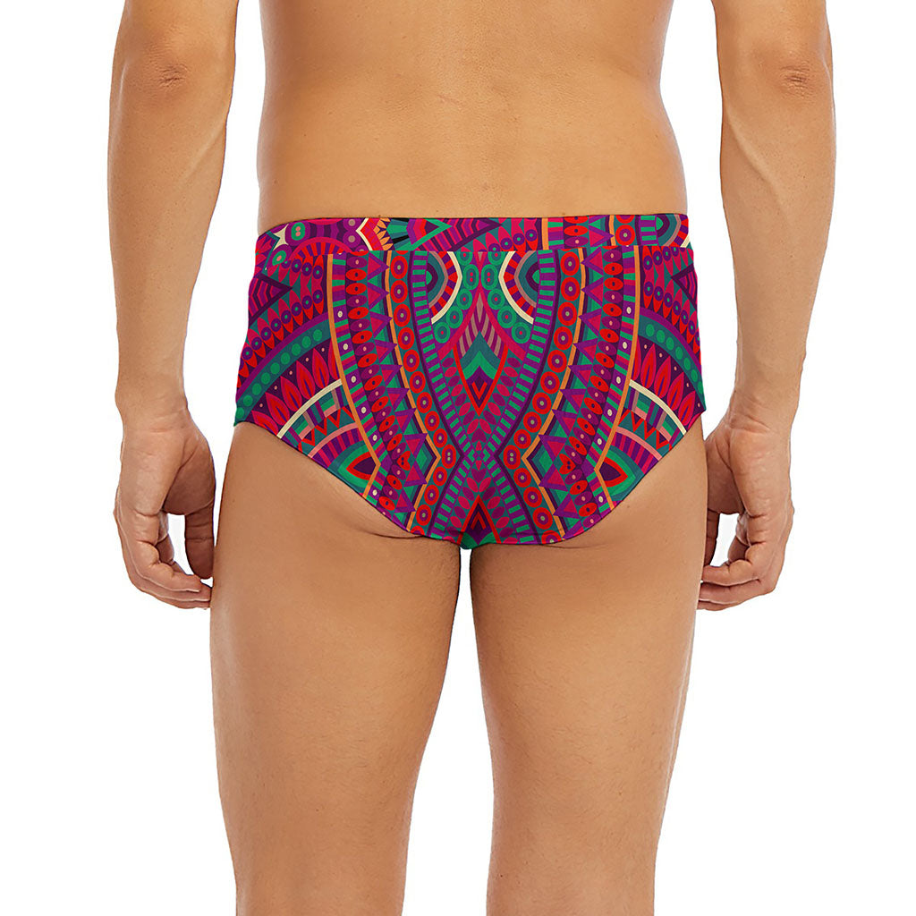 Red Tribal Ethnic Mandala Print Men's Briefs