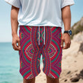 Red Tribal Ethnic Mandala Print Men's Cargo Shorts