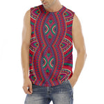 Red Tribal Ethnic Mandala Print Men's Fitness Tank Top