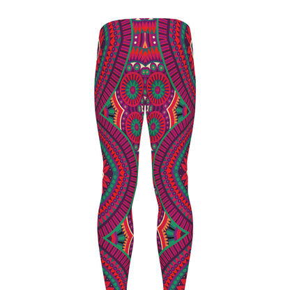 Red Tribal Ethnic Mandala Print Men's leggings