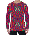 Red Tribal Ethnic Mandala Print Men's Long Sleeve T-Shirt
