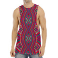 Red Tribal Ethnic Mandala Print Men's Muscle Tank Top