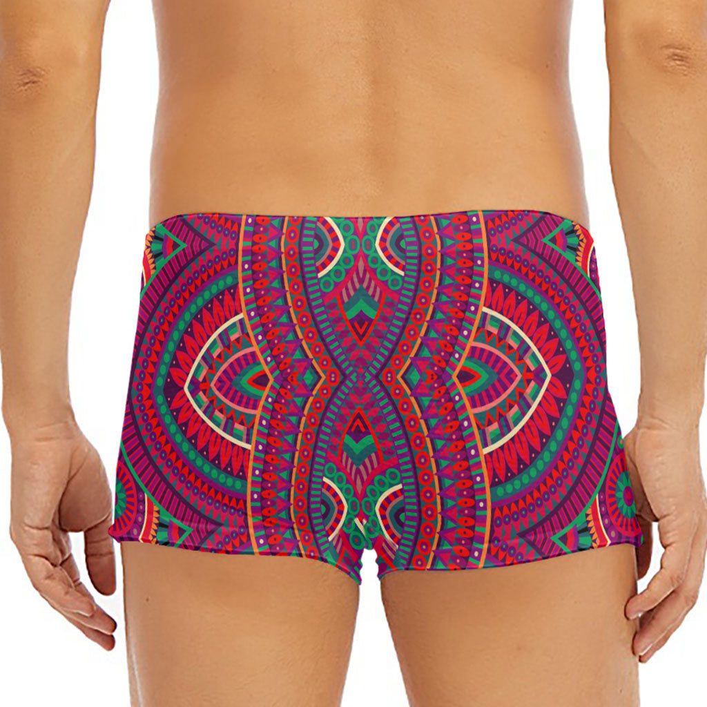 Red Tribal Ethnic Mandala Print Men's Short Boxer Briefs