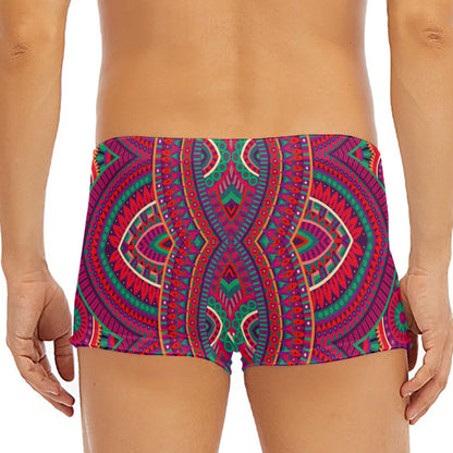 Red Tribal Ethnic Mandala Print Men's Short Boxer Briefs
