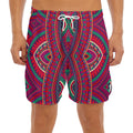 Red Tribal Ethnic Mandala Print Men's Split Running Shorts