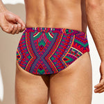 Red Tribal Ethnic Mandala Print Men's Swim Briefs