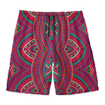 Red Tribal Ethnic Mandala Print Men's Swim Trunks