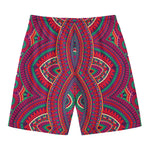 Red Tribal Ethnic Mandala Print Men's Swim Trunks