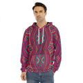 Red Tribal Ethnic Mandala Print Men's Velvet Pullover Hoodie