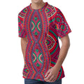 Red Tribal Ethnic Mandala Print Men's Velvet T-Shirt